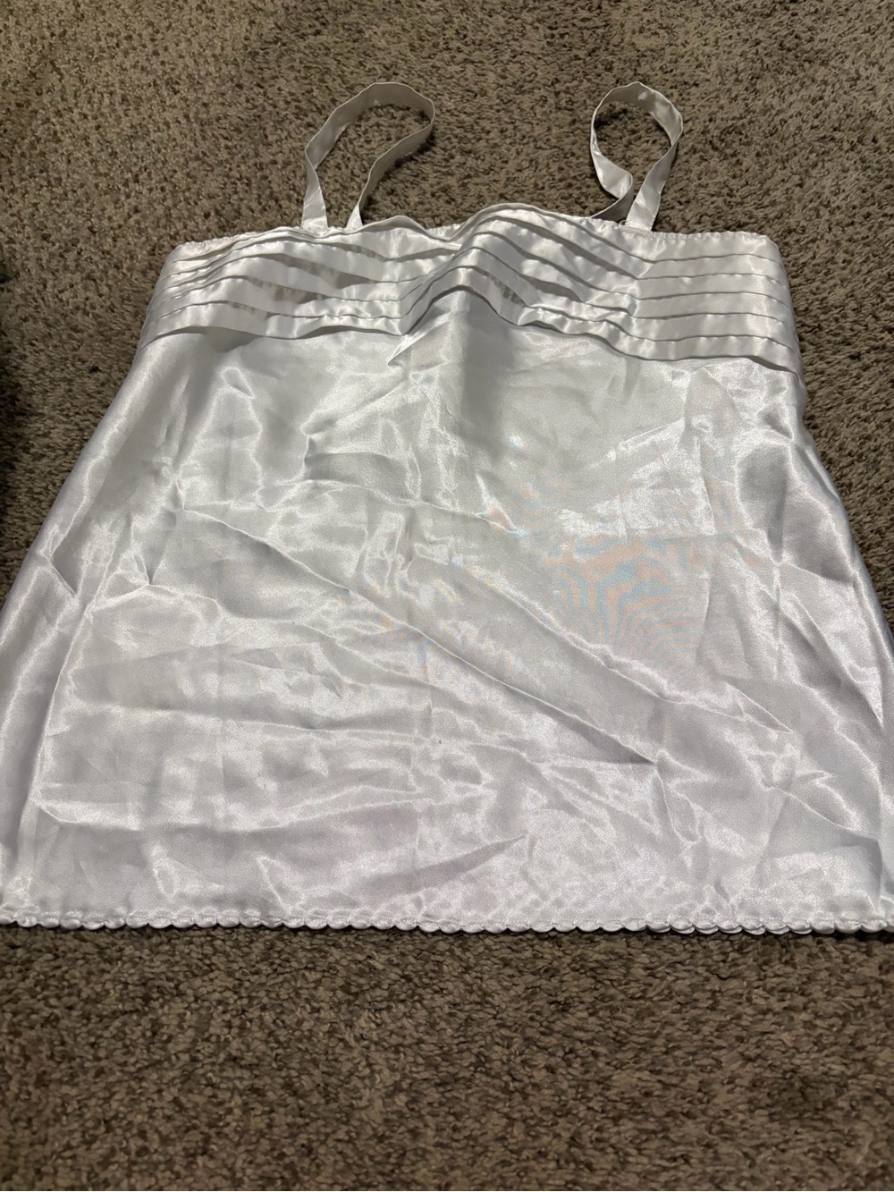 Vintage white satin silk tank top